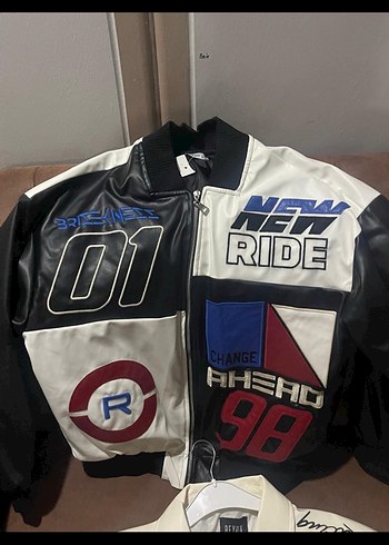 Kadın Deri Biker Ceket, Baskılı, Tokalı etiketli sıfır