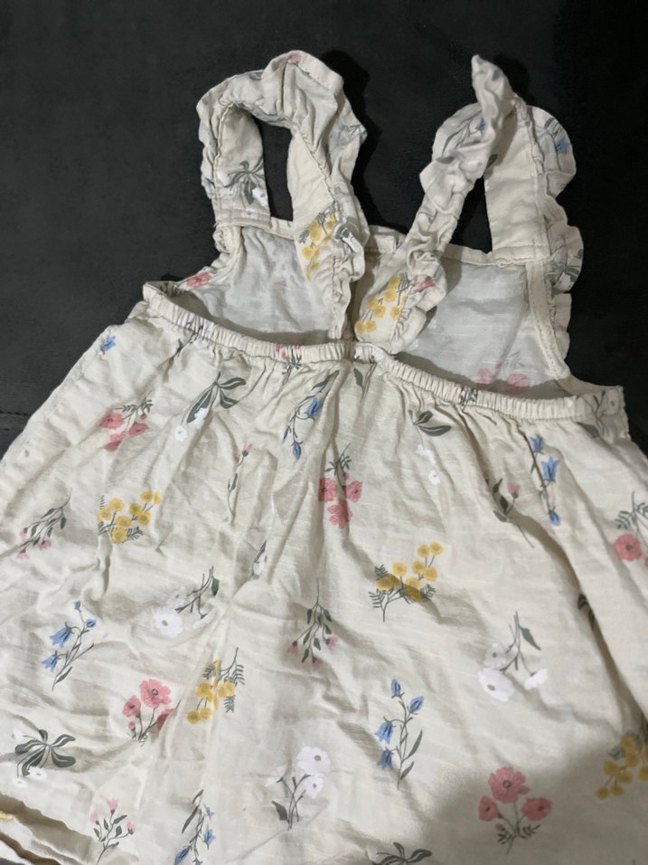 Nakışlı Kız Çocuk Keten Elbise - Görsel 3