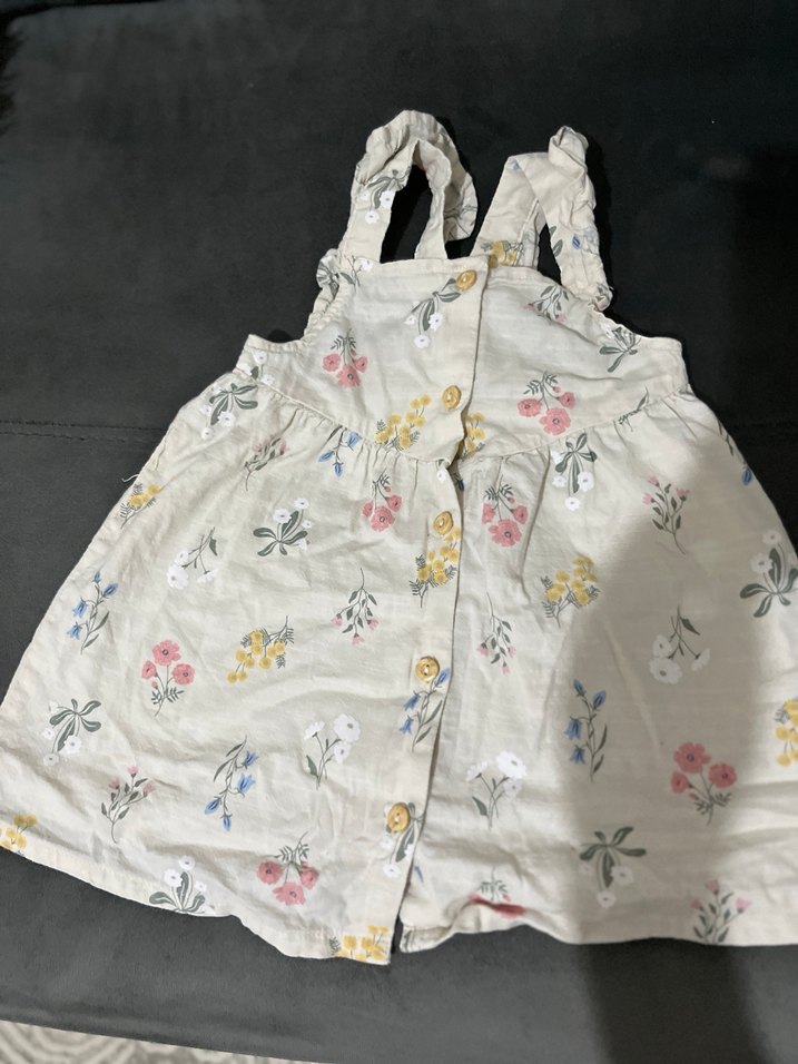 Nakışlı Kız Çocuk Keten Elbise - Görsel 4