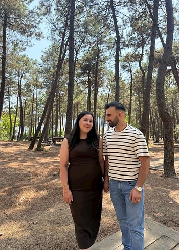 Kahverengi Midi Drapeli Kadın Elbise - Görsel 3