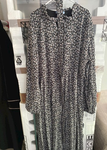 Gri Bohem Uzun Kollu Piliseli Elbise - Görsel 6