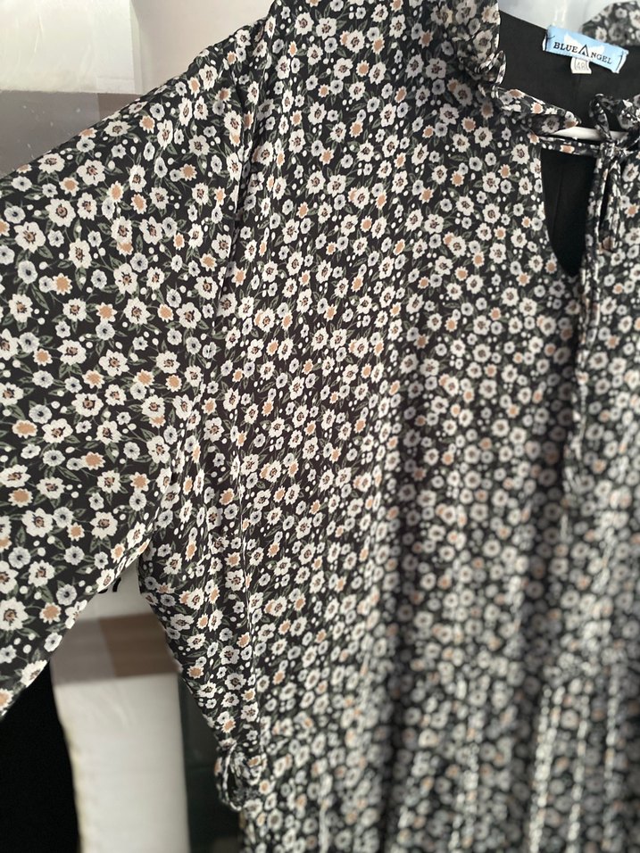 Gri Bohem Uzun Kollu Piliseli Elbise - Görsel 5