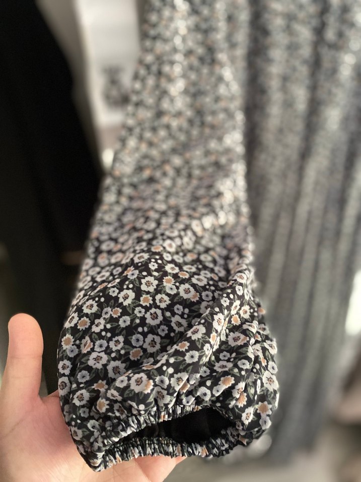 Gri Bohem Uzun Kollu Piliseli Elbise - Görsel 3