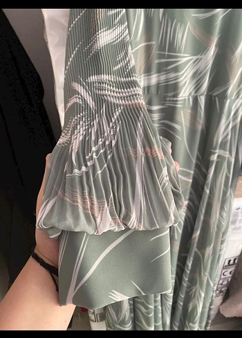 Yeşil Desenli Kadın Uzun Kimono - Görsel 2