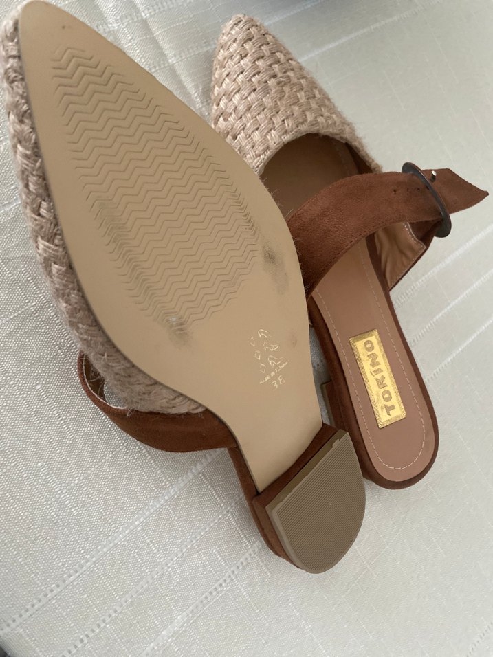 Kadın Kahverengi Hasır Desenli Dolgu Topuk Terlik - Görsel 2