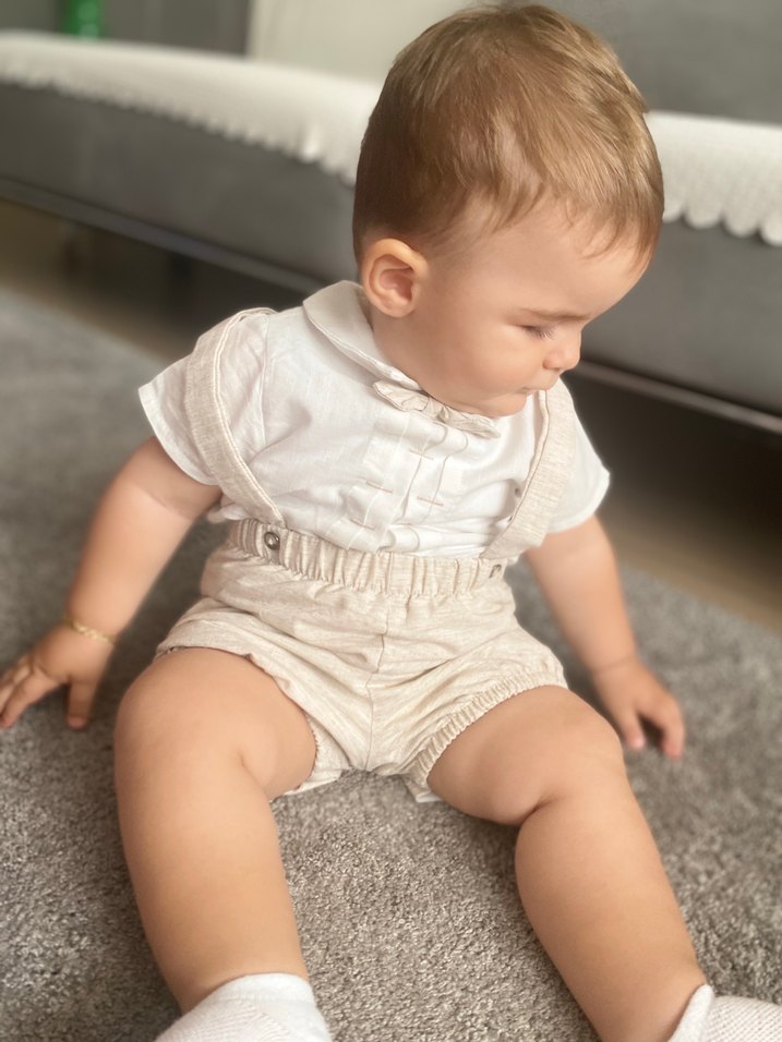 Keten Kumaşlı Vintage Erkek Bebek Takımı - Görsel 2