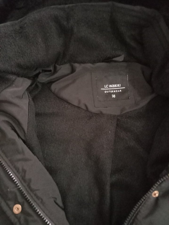 Siyah Kadın Midi Kaban, Kürklü, İnce Kesim - Görsel 4