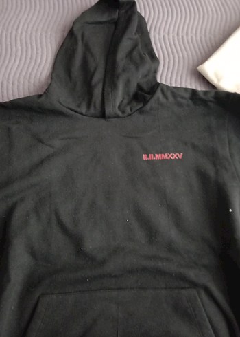 Kadın Siyah Kapüşonlu Salaş Sweatshirt - Görsel 2