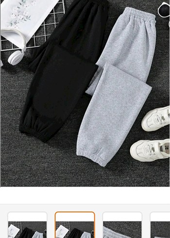 Kadın Gri ve Siyah Rahat Kesim Eşofman Altı - Görsel 2