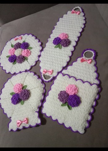 El Örgüsü Çiçekli lif Seti çeyizlik - Görsel 2