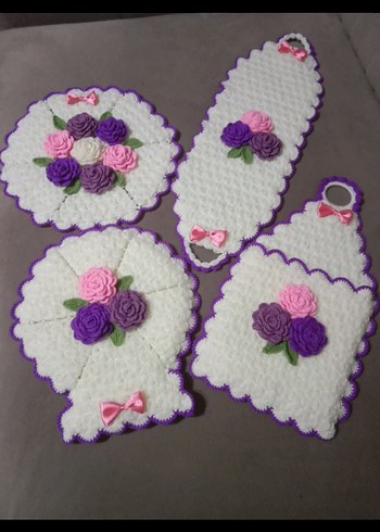 El Örgüsü Çiçekli lif Seti çeyizlik - Görsel 3