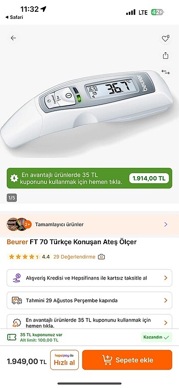 BEURER FT70 KULAK VE KAFA ATEŞÖLÇER