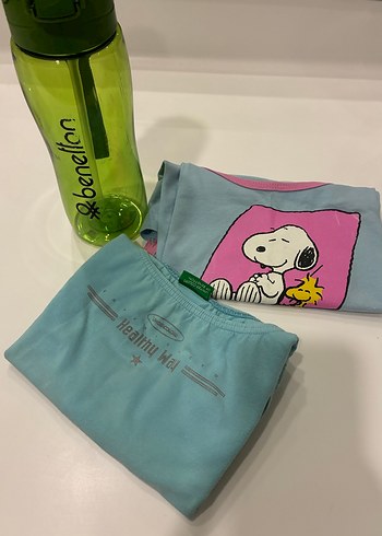 Yeşil Benetton Suluk ve Baskılı Kısa Üstler - Görsel 2