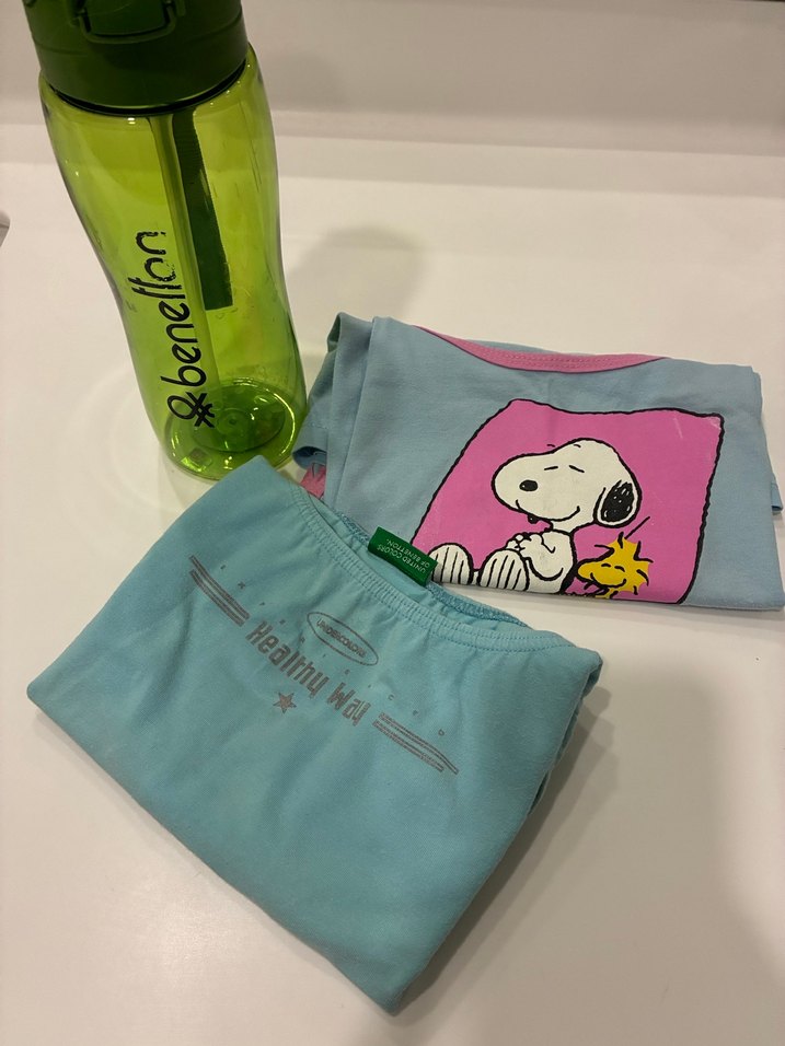 Yeşil Benetton Suluk ve Baskılı Kısa Üstler - Görsel 2