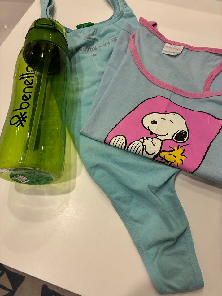 Yeşil Benetton Suluk ve Baskılı Kısa Üstler - Görsel 5