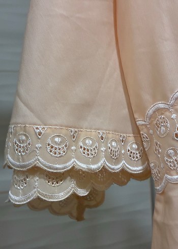 Bej Vintage Dantelli Kadın Uzun sabahlık - Görsel 4