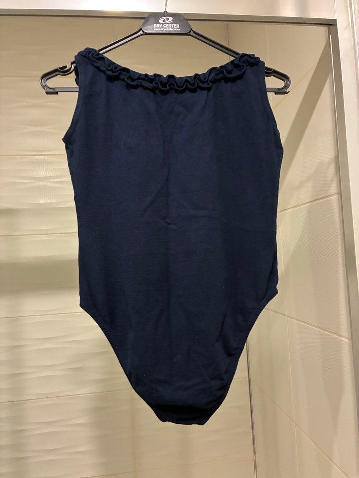 V Yaka Lacivert Fırfırlı Body - Görsel 2