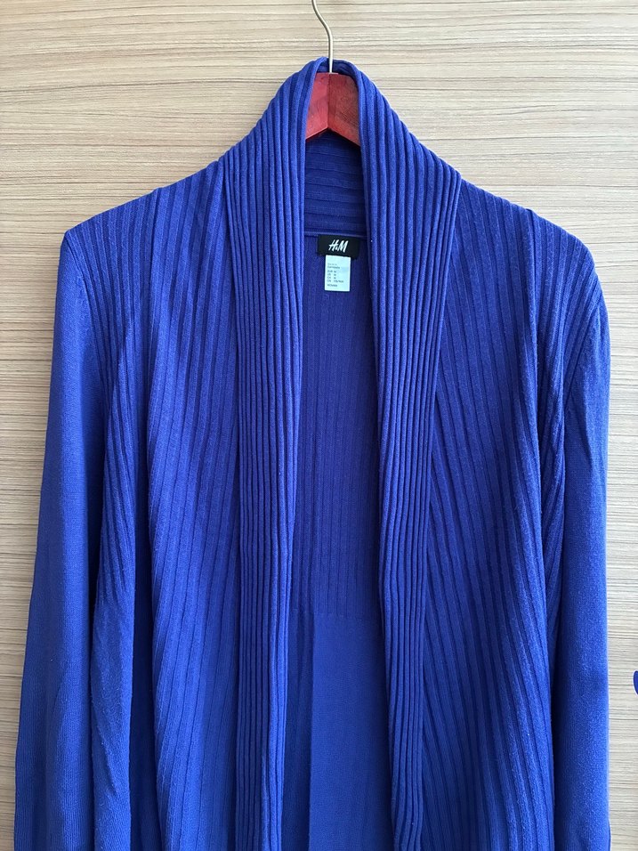H&M Canlı Mavi Pileli Uzun Hırka — görsel 2/6