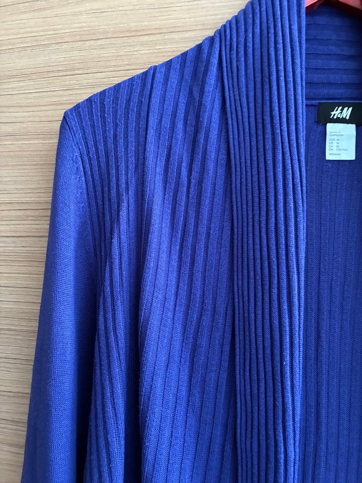 H&M Canlı Mavi Pileli Uzun Hırka — görsel 3/6