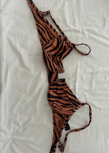 Trendyol milla Kahverengi Zebra Desenli Askılı Bikini