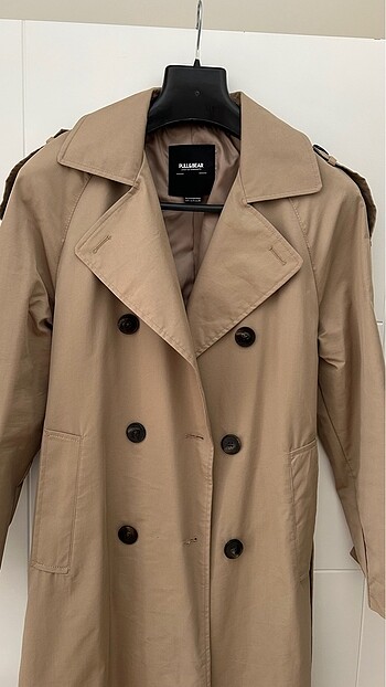s Beden camel Renk PULL&BEAR TRENCKOT