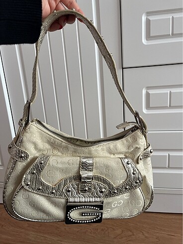 Guess gümüş krem çanta vintage