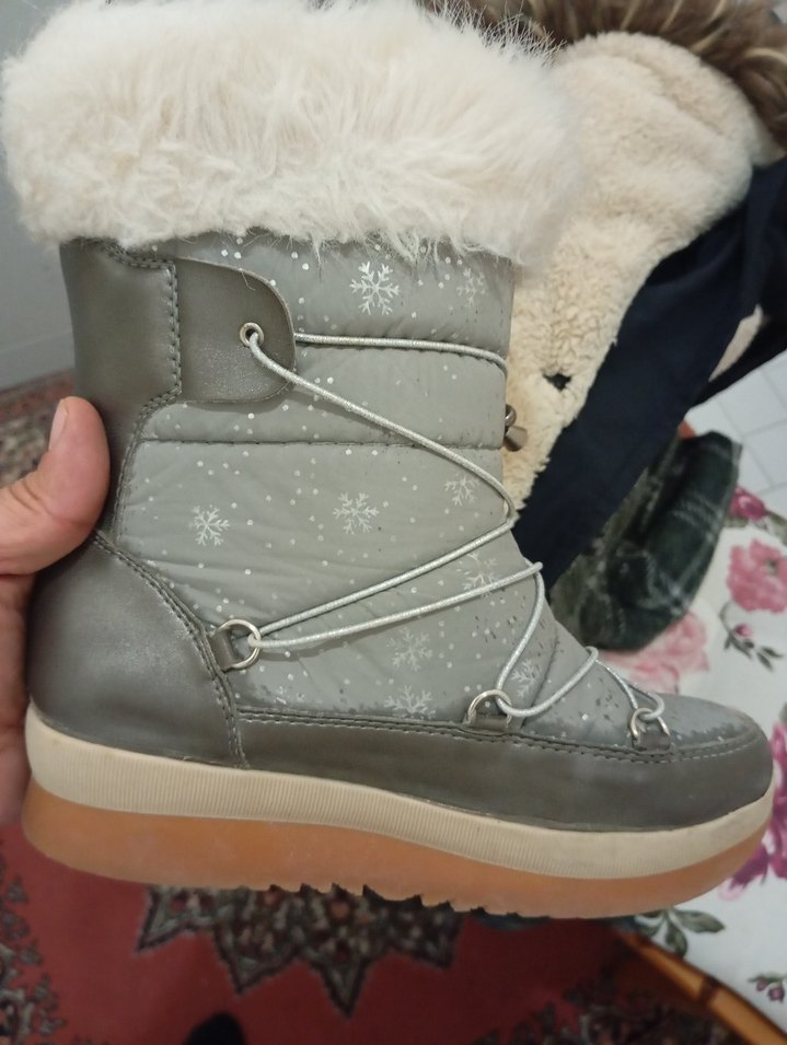 Bej, Kürklü Kadın Dolgu Topuk Bot. Orjinal Kauçuk Tabandır. - Görsel 3