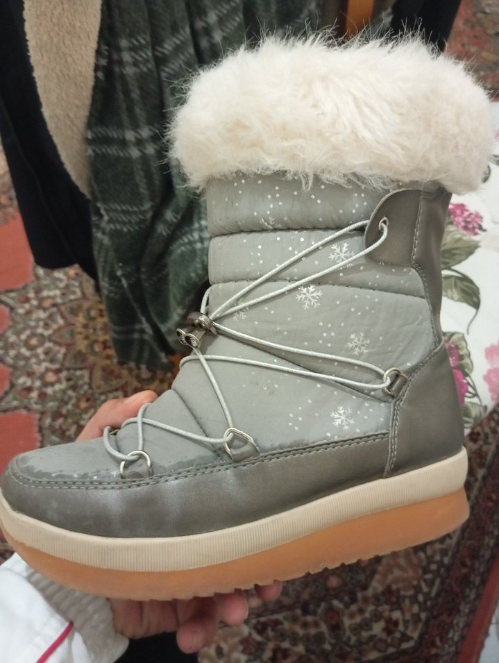 Bej, Kürklü Kadın Dolgu Topuk Bot. Orjinal Kauçuk Tabandır. - Görsel 4