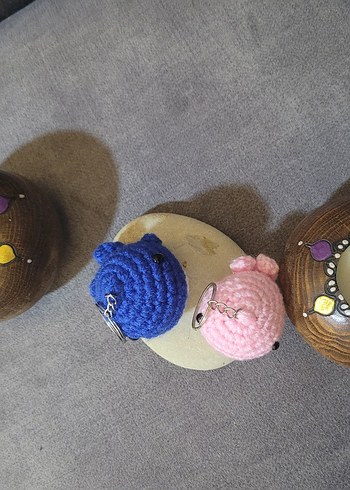 El Yapımı Mavi Örgü Balina Anahtarlık - Görsel 6
