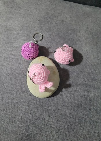 Örgü Pembe Çocuk Anahtarlıkları - Görsel 4