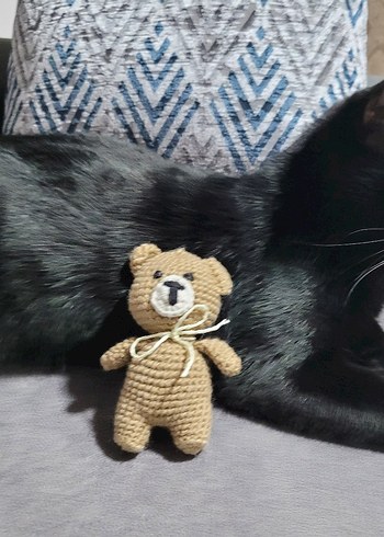 Diğer Bej El Örgüsü Ayıcık Peluş Oyuncak Anahtarlık