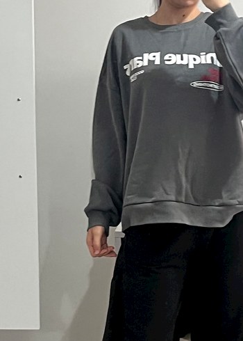 Gri Baskılı unisex sweatshirt - Görsel 6