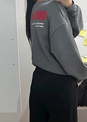 Gri Baskılı unisex sweatshirt - Görsel 7