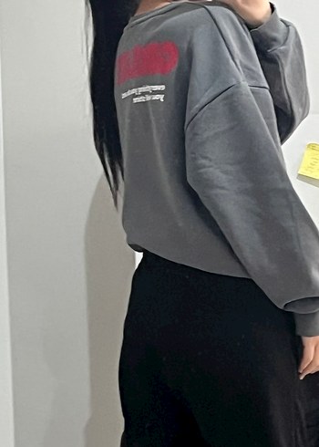 Gri Baskılı unisex sweatshirt - Görsel 8