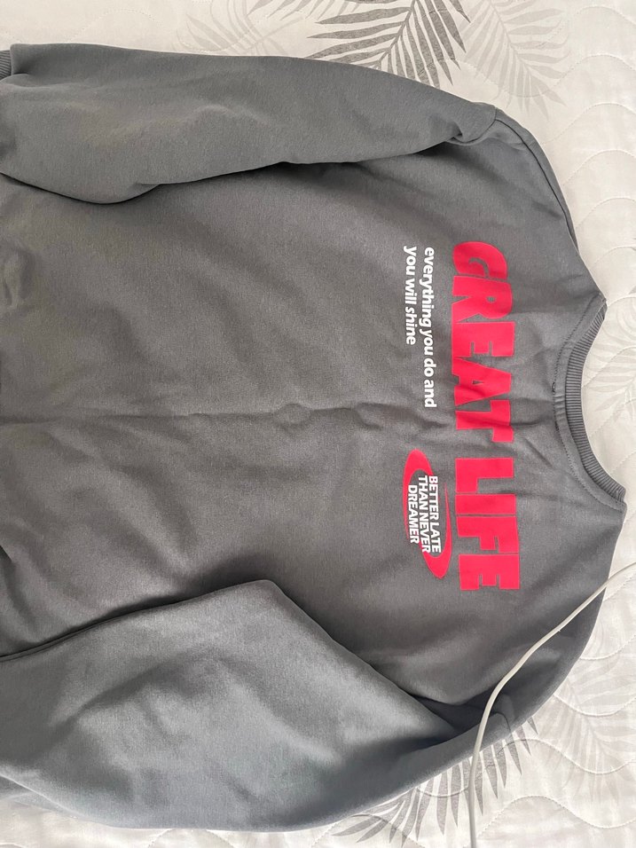 Gri Baskılı unisex sweatshirt - Görsel 3