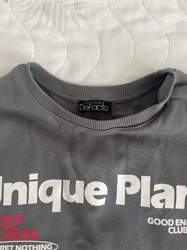 Gri Baskılı unisex sweatshirt - Görsel 4