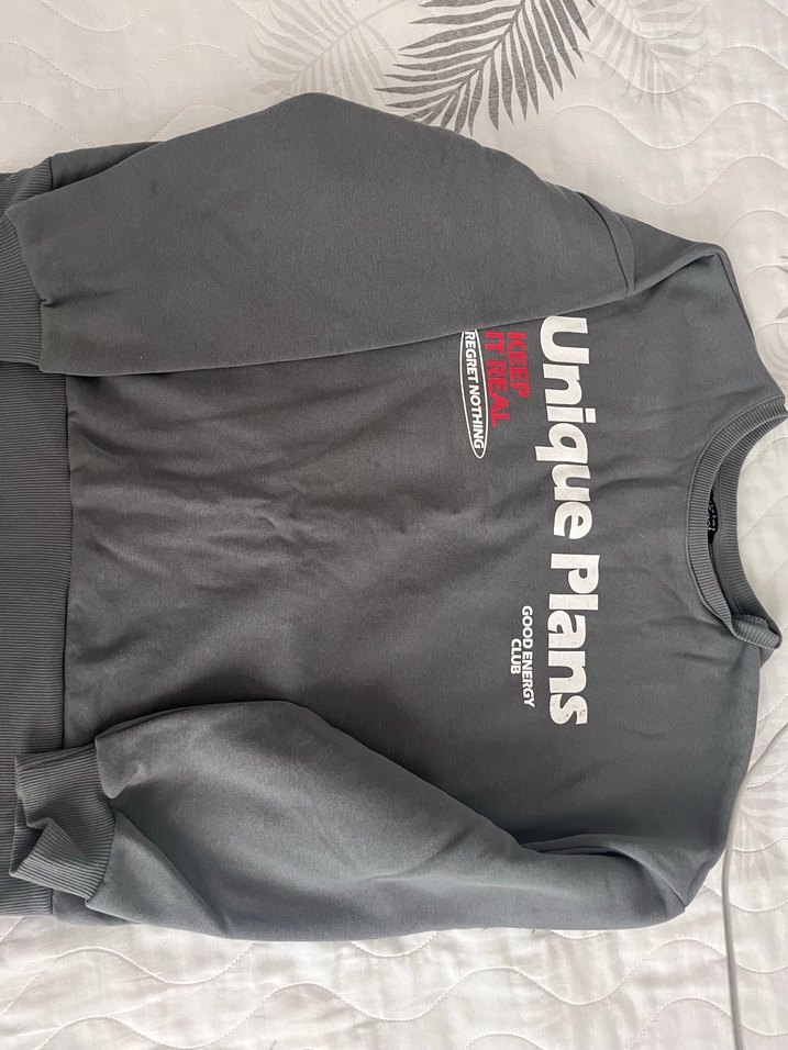 Gri Baskılı unisex sweatshirt - Görsel 2