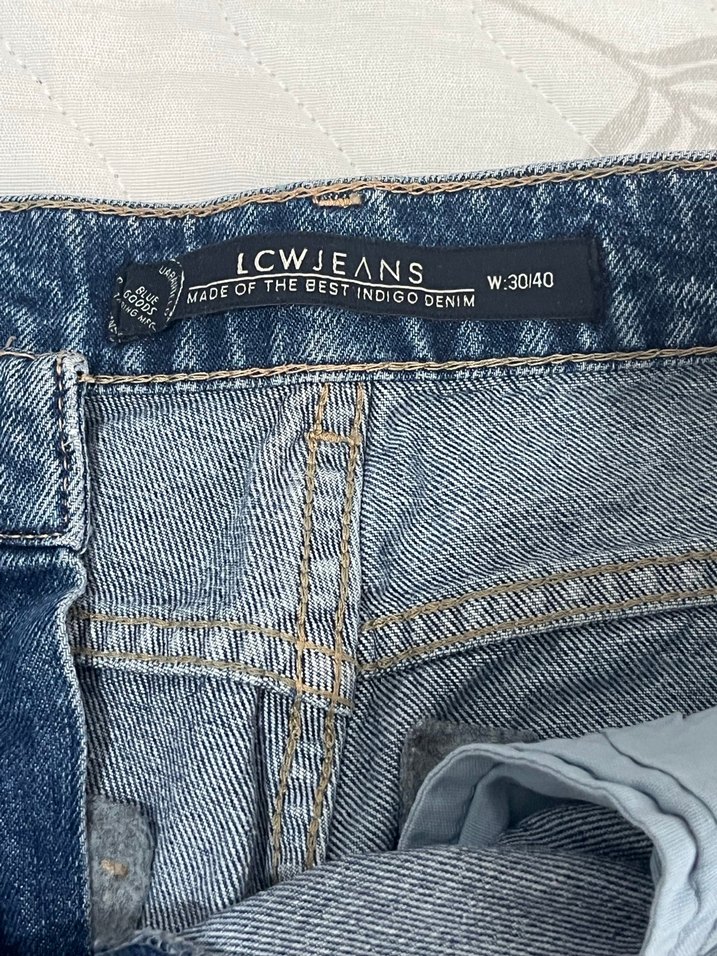 Kadın Mavi Midi Bol Kesim Kot Pantolon LCW - Görsel 5