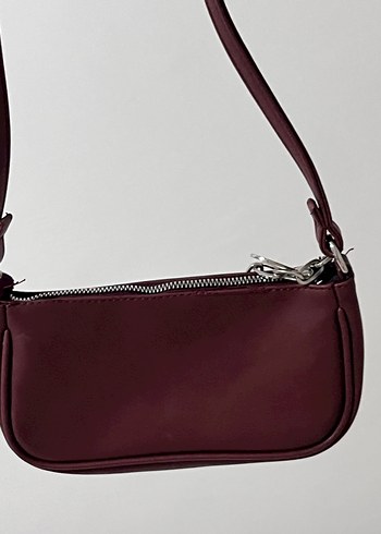 Bordo Zincir Detaylı Deri Kadın Çanta ADDAX - Görsel 3