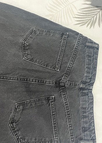 Düğmeli Siyah Rahat Kesim Kadın Jean Defacto - Görsel 7