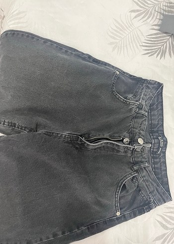 Düğmeli Siyah Rahat Kesim Kadın Jean Defacto - Görsel 5