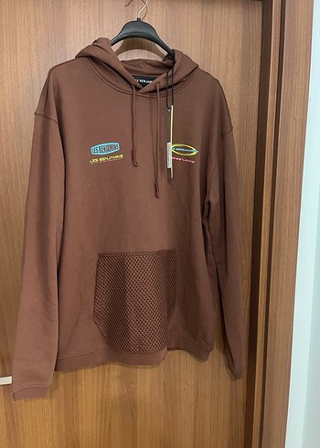 Kahverengi Kapüşonlu erkek Sweatshirt