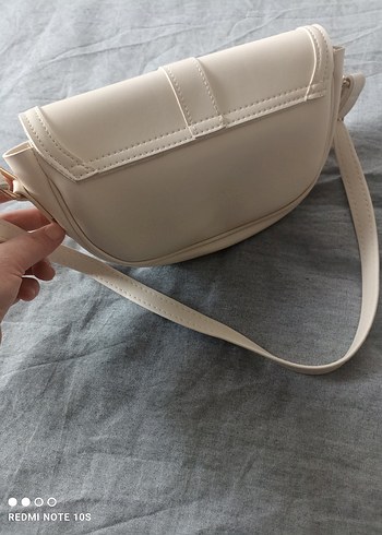 Beyaz Deri Tokalı Kadın Çanta - Görsel 4