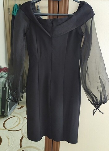 Kısa kolları tül abiye - Görsel 3