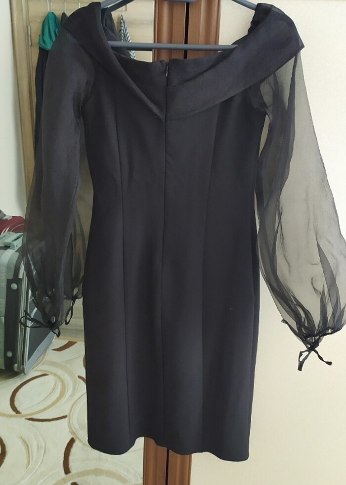 Kısa kolları tül abiye - Görsel 3