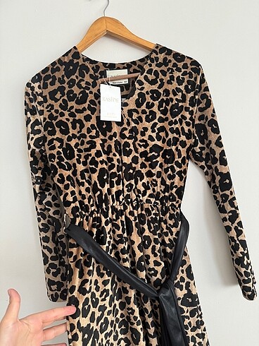 American Retro Leopar desenli elbise