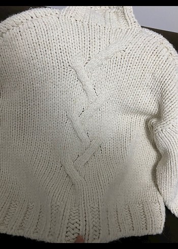 Beyaz Nakışlı Örgü Dolgulu kazak Zara - Görsel 3