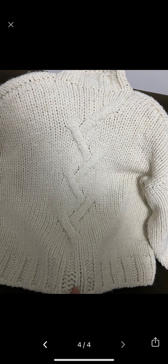 Beyaz Nakışlı Örgü Dolgulu kazak Zara - Görsel 3