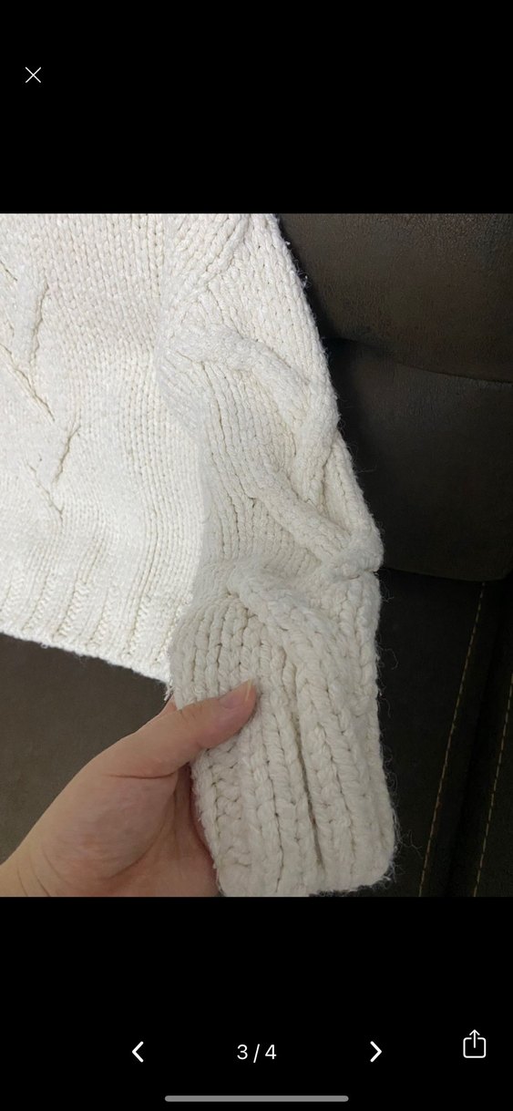 Beyaz Nakışlı Örgü Dolgulu kazak Zara - Görsel 4