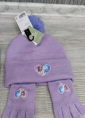 8-12 Yaş, 23 cm Beden mor Renk H&M Bere Eldiven 2 li Takım 8-11 Yaş